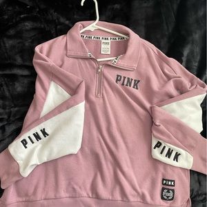 Lavender Victoria Secret PINK logo quarter-zip sweatshirt